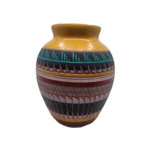 Navajo Pottery Vase Laura B Multi Color Etched Hand made